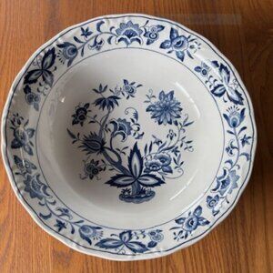 Nikko Ironstone 9" Blue Bonnet Pattern Serving Bowl 1960s Harmony House China